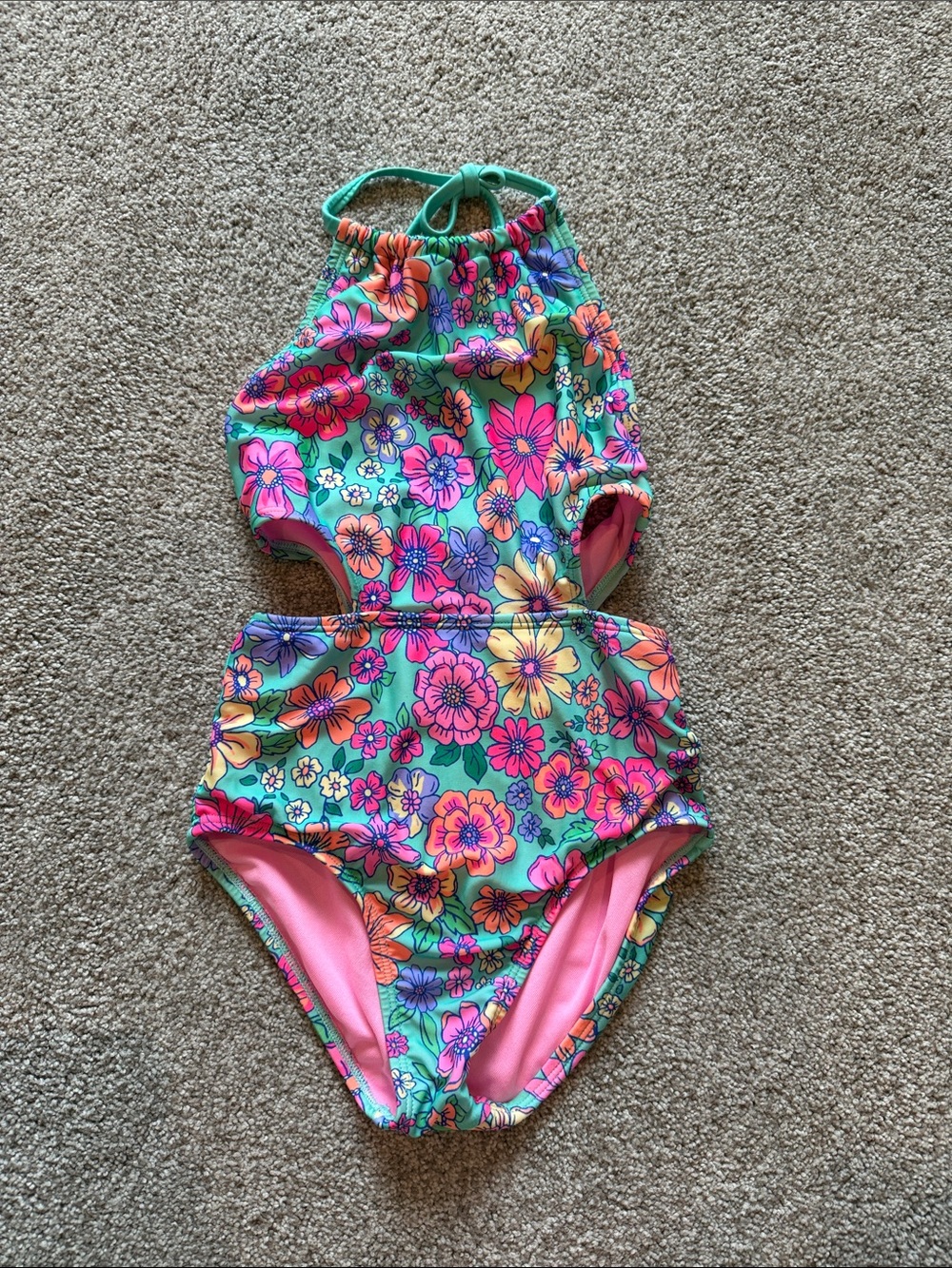 Medium (8) Girls Floral Swimsuit